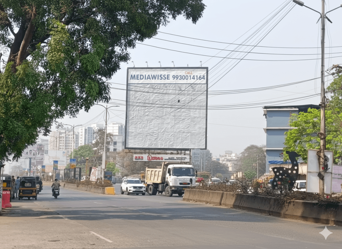Before renovation of a MediaWisse outdoor billboard hoarding site in Mumbai Suburbs