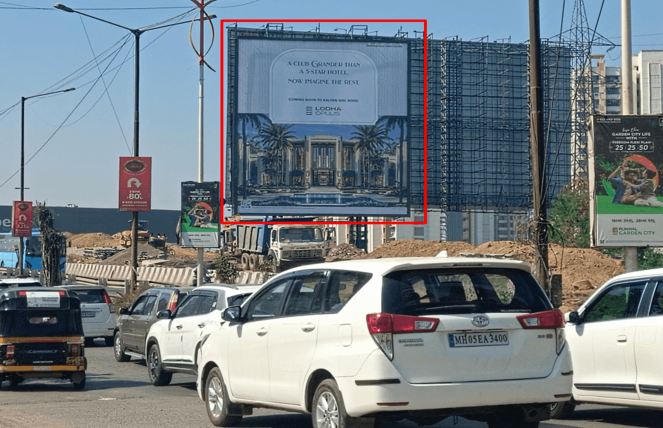 MediaWisse outdoor hoarding at Near Xperia Mall Facing Kalyan: MediaWisse-operated board at Near Xperia Mall in Kalyan-Shil Road, facing Kalyan (photo 1)